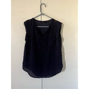 Apt.9 - (Dark Blue and Black Patterned) Short Sleeve Blouse - Women’s Tops